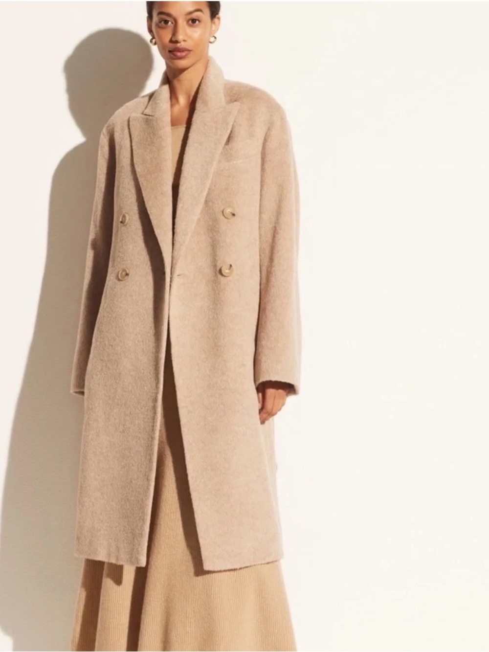 *NWT*Vince Double-Breasted Long Pea Coat in Light Beige